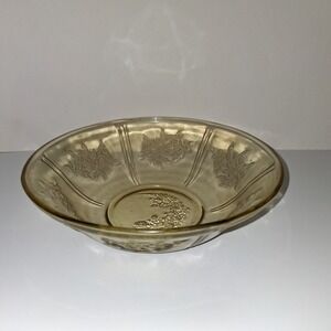 Vintage Federal Glass Bowl Amber‎ Sharon Cabbage Rose 1930's 8.5 Inches